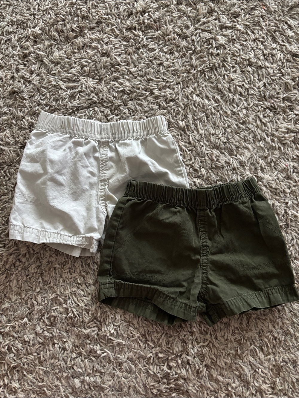 Carter's Twin Pack Elastic Waist Shorts - White & Olive Green